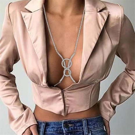 European and American fashion full diamond round chest chain sexy body chain's discount tags