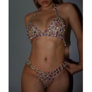 European and American exaggerated mesh ladies sexy rhinestone bra panties body chainpicture8