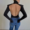 simple solid color new sexy backless longsleeved turtleneck jumpsuit wholesalepicture12