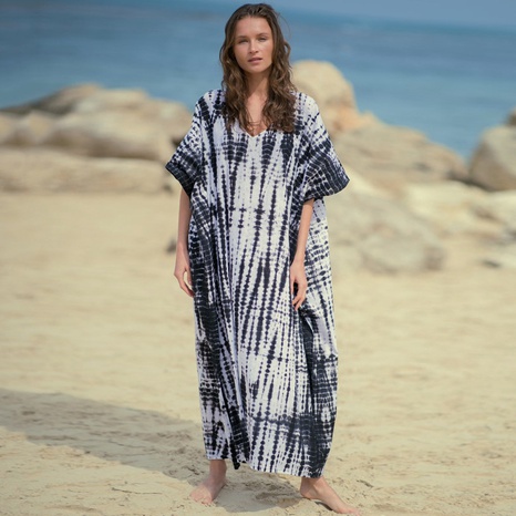 fashion cotton printing beach skirt loose large size long bikini blouse's discount tags
