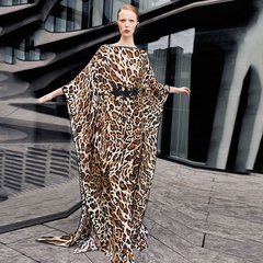 vintage new leopard print loose large size long skirt robe bikini swimsuit blouse