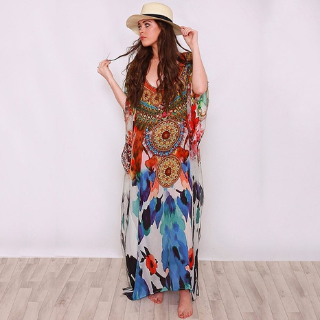 vintage new cotton flower robe beach sun protection clothing swimsuit wholesale's discount tags
