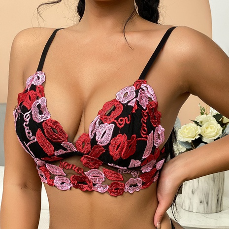 embroidered sexy fun top floral sling bra vest top's discount tags