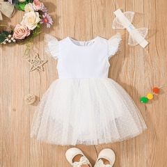 Baby girl baby summer white sweet dress children's flying sleeve mesh skirt