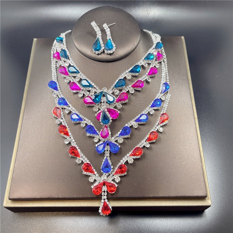 Shiny fashion romantic bride rhinestone necklace earrings set  NHJAJ622698's discount tags