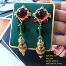 vintage hollow red and green glazed gemstone trend silver needle stud earringspicture9