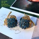 vintage geometric colored gemstone apple shape earrings wholesalepicture11