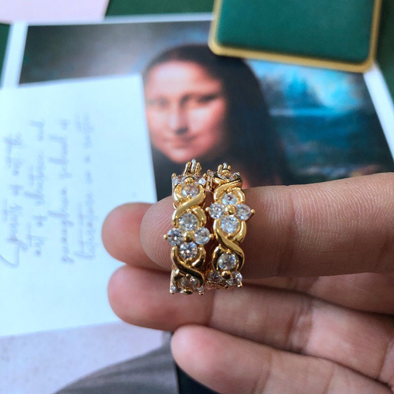vintage geometric copper material zircon hoop earrings wholesale