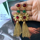 vintage tassel red emerald pendant mesh stud earrings wholesalepicture8