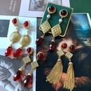 simple geometric red lucky ruby pendant tassel earrings jewelry wholesalepicture6