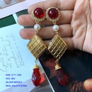 simple geometric red lucky ruby pendant tassel earrings jewelry wholesalepicture7