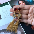 simple geometric red lucky ruby pendant tassel earrings jewelry wholesalepicture8