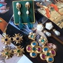 Vintage Geometric Colorful Gemstones Pearls Alloy Earrings Wholesalepicture8