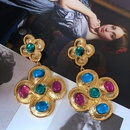 Vintage Geometric Colorful Gemstones Pearls Alloy Earrings Wholesalepicture9