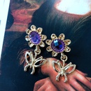 retro purple flowers geometric circle enamel stud earrings wholesalepicture7