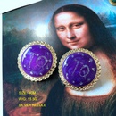 retro purple flowers geometric circle enamel stud earrings wholesalepicture8