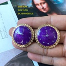 retro purple flowers geometric circle enamel stud earrings wholesalepicture9
