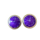 retro purple flowers geometric circle enamel stud earrings wholesalepicture10