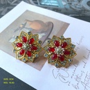 vintage flowers shaped gemstone folding retro pearl earrings brooch wholesalepicture7