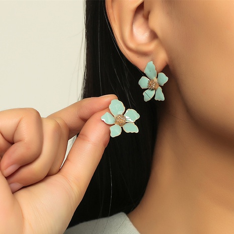 fashion simple color flower shaped oil drop alloy earrings wholesale's discount tags