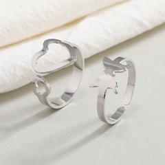 simple hollow love butterfly ring fashion adjustable ring