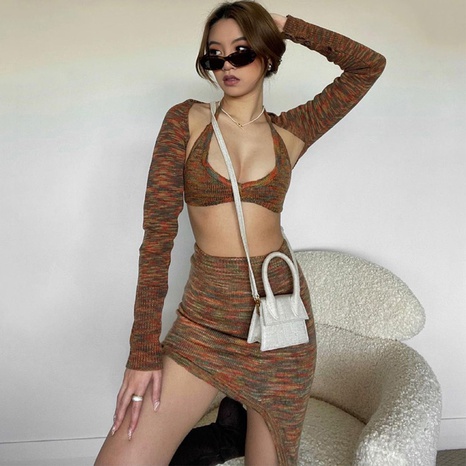 fashion women's clothing simple sexy suit long-sleeved shawl three-piece female's discount tags