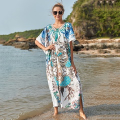 fashion printed robe holiday loose large size beach dress long skirt