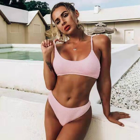 Damen Einfarbig Split Badeanzug European American Sexy Bikini's discount tags