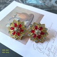 vintage flowers shaped gemstone folding retro pearl earrings brooch wholesalepicture11