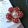 vintage flowers shaped gemstone folding retro pearl earrings brooch wholesalepicture17