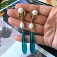 Vintage Geometric Colorful Gemstones Pearls Alloy Earrings Wholesalepicture13