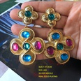 Vintage Geometric Colorful Gemstones Pearls Alloy Earrings Wholesalepicture15