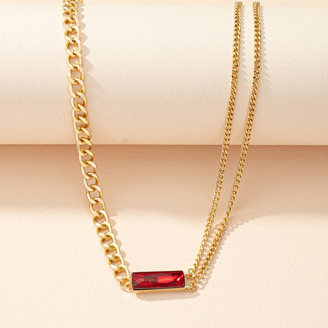 Red crystal gemstone necklace female hip-hop sweater chain wholesale's discount tags