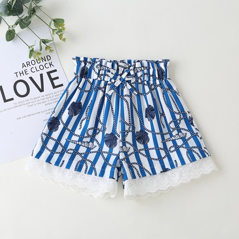 Casual blue cotton casual pants printed trendy short skirt women's summer NHXFX623269's discount tags