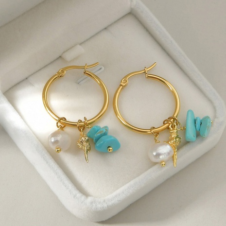 fashion geometric pearl retro stainless steel earrings wholesale NHOUB623346's discount tags