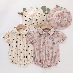 mignon vêtements pour enfants bébé chapeau à manches courtes robe cerise floral barboteuse