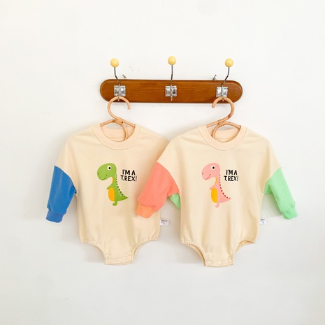 Koreanische Version des Kinderkleidungs-Baby-Cartoon-Dinosaurier-Druck-Kleidungsspielanzugs's discount tags