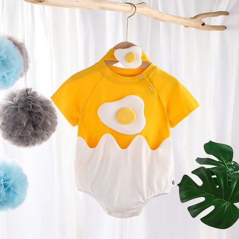 cute jumpsuit cartoon egg yolk clothes hairband newborn romper's discount tags