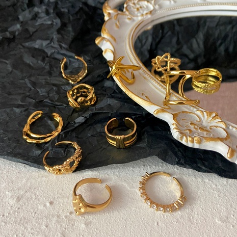 anneau de chaîne creuse simple coeur géométrique en cuivre vintage en gros's discount tags