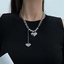 retro solid heart pendent hiphop titanium steel splicing chain necklace femalepicture7