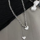 retro solid heart pendent hiphop titanium steel splicing chain necklace femalepicture9