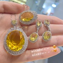 fashion water drop studded with zircon copper ring necklace earrings jewelry threepiece setpicture7