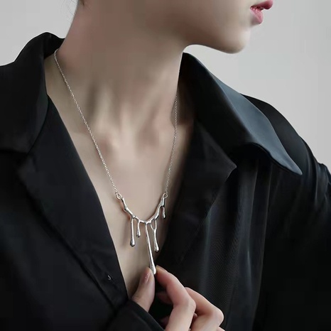 Exaggerated necklace female Korean lava copper collarbone chain female's discount tags