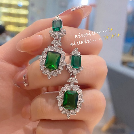fashion full of diamonds earrings retro dark green zircon girls earrings's discount tags