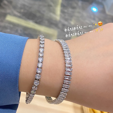 Koreanisches Mode-Kupfer-Intarsien-Zirkonium-Flash-Diamant-Rechteck-Armband's discount tags