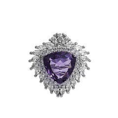 fashion amethyst zircon inlaid necklace ring set wholesale