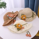 Korean woven straw hat summer childrens new big flower sunscreen fishermans hatpicture6
