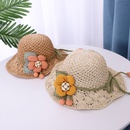Korean woven straw hat summer childrens new big flower sunscreen fishermans hatpicture7