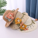 Korean woven straw hat summer childrens new big flower sunscreen fishermans hatpicture9