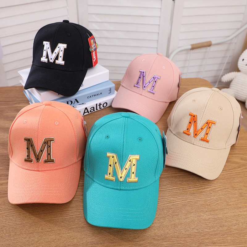 hiphop baseball cap childrens embroidery letter M sports sun hat wholesale
